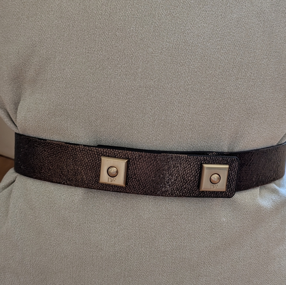 DVF - Textured Belt with Gold Accents